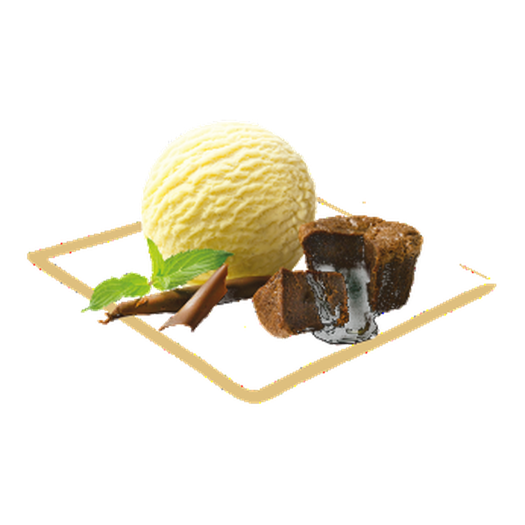 Soufflé au Chocolat mit Vanille Glace