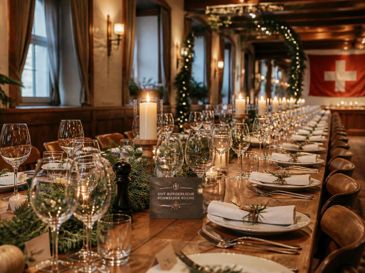 Festlich gedeckte Banketttafel